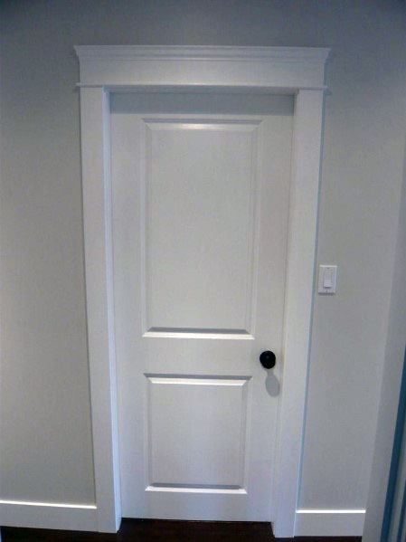 Top 50 Best Interior Door Trim Ideas - Casing And Molding Designs Modern Door Casing, Interior Door Trim Ideas, Baseboard Ideas, Thick Trim, Update Doors, Pintu Interior, Baseboard Styles, Simple Door, Interior Window Trim