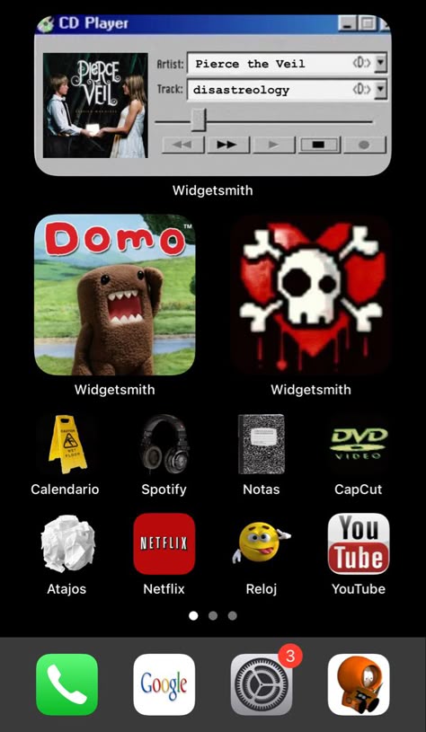 Home Page Layout Iphone, 90s Homescreen Layout, 2000s Homescreen Layout, Apple Widget Ideas, Phone Inspo Home Screen Y2k, Music Phone Theme, Funny Wallpapers Iphone Home Screen, 2000s Phone Theme, Ios Aesthetic Layout