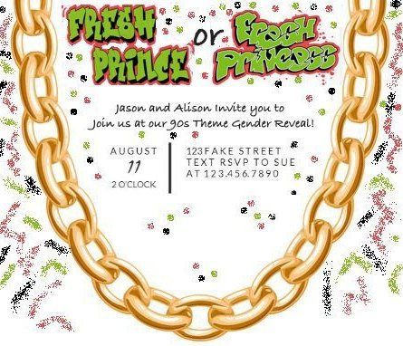 Thinking of having a gender reveal? do it Fresh prince / fresh princess style with this gener reveal invitation! 90s Theme inspired Baby shower/ gender reveal invitation "fresh prince or princess" DIGITAL PDF by ObtainingMYDreamsLLC on Etsy Prince 90s, Kate Spade Inspired Party, Pregnancy Gender, 90s Theme, 90s Party, Gender Reveal Invitations, Fresh Prince, Baby Gender Reveal, Winter Skin