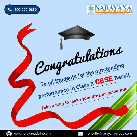 Congratulations to all the Students who appeared in class X CBSE Board's exams. #NarayanaAcademy Wishing all the students a bright future ahead. Check the results on http://cbseresults.nic.in  #CBSE #CBSEResult2018 #CBSEXResults #NarayanaDelhi Poster Design Ideas School, Congratulations Poster Design, Perfect Score Exam Picture, Congratulations For Exam Result Quotes, Congratulations Poster, Cbse Result, Class 10 Boards Preparation, Class 10 Cbse, School Results