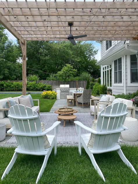 Mainstays Wood Outdoor Adirondack … curated on LTK Patio With Pergola, Life On Cedar Lane, Home Exterior Ideas, Pergola Cost, Pretty Home, Cozy Backyard, Pergola Lighting, Beautiful Outdoor Spaces, Home Exterior