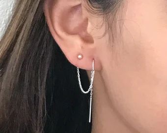 Second Lobe Piercing, Double Lobe Piercing, Double Piercing Earring, Lobe Earrings, Second Hole Earrings, Staple Earrings, Dainty Gold Earrings, Double Earrings, Double Piercing