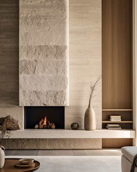 Fireplace Modern Design, Contemporary Fireplace, Fire Places, Modern Fireplace, Home Fireplace, Fireplace Ideas, Decoration Inspiration, Fireplace Wall, Fireplace Design