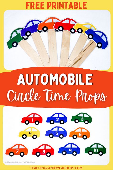 Get your toddlers and preschoolers engaged during the transportation circle time with these free car props. A fun way to work on color and number recognition, too! #transportation #cars #printable #prop #circletime #colors #numbers #teachers #classroom #toddlers #preschool #2yearolds #3yearolds #teaching2and3yearolds Cars Preschool Theme, Transportation Theme For Preschool, Transportation Circle Time, Transportation Activities For Preschool, Vehicle Activities, Prek Transportation, Cars Preschool, Cars Printable, Preschool Circle Time Activities