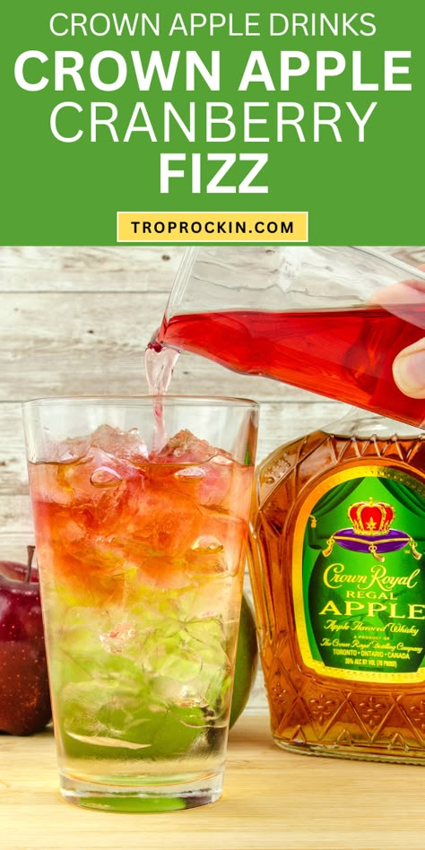 Love Crown Apple Drinks? This simple 3 ingredient Crown Apple cocktail is light, fizzy and fruity. Perfectly refreshing and easy to make, this will be one of your go-to cocktails. Cheers! Light Fruity Alcoholic Drinks, Apple Smash Cocktail, Crown Apple Drinks Recipes Fall, Caramel Apple Alcoholic Drinks, Crown Royal Drinks Apple, Apple Pucker Cocktails, Crown Recipes Drinks, Jack Apple Cocktails, Apple Rum Drinks