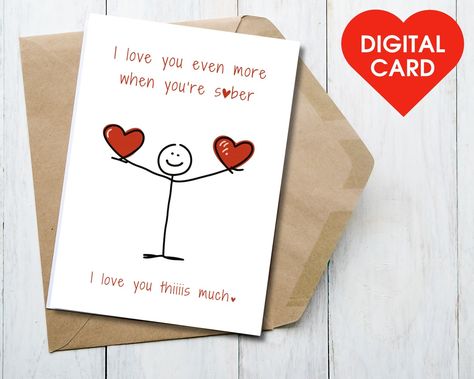 Minimal Sobriety Valentine's Day Card, Funny and Cute Stickman Love You This Much, Addiction Recovery Printable Sober Greeting Template 5x7 - Etsy Stickman Love, Cute Stickman, Recovery Cards, Love You This Much, Valentine's Card, Funny And Cute, Love You So Much, Valentines Cards, Printed Items