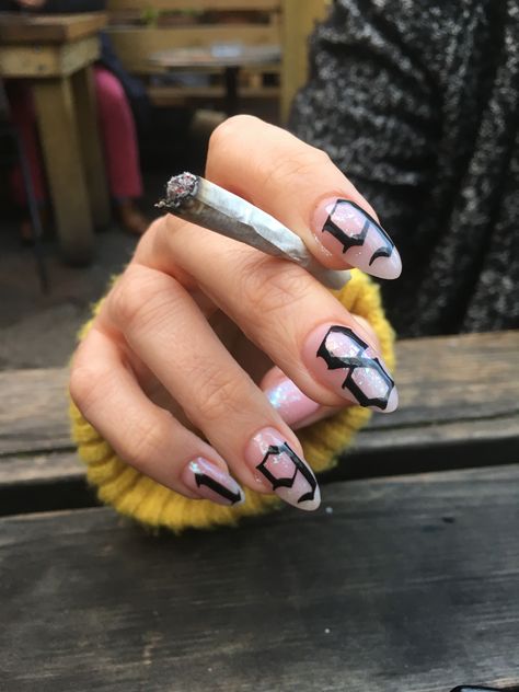 Old English Numbers On Nails, Old English Font Nails, Names On Nails, Old English Nails Designs, Birthday Nails With Numbers, Birth Year Nails, Words On Nails, Number Nails Design, Old English Nails