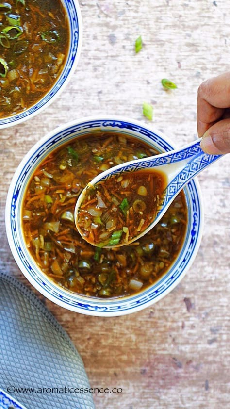 Hot & Sour Soup (Vegan, Indian Chinese Style) - Aromatic Essence Vegan Gardening, Hot Sour Soup, Comforting Food, Hot And Sour Soup, Spicy Soup, Sour Soup, Veggie Soup, Chinese Soup, Vegetarian Soup