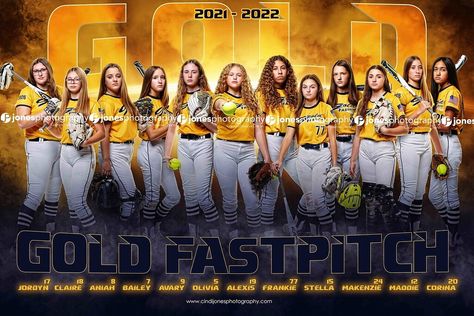 Gold Fastpitch 2021-2022 - Team Sport Banner Samples - cjonesphotos Senior Banner Ideas, Softball Banner Ideas, Softball Team Banner Ideas, Senior Softball Banner, Senior Sports Banners Soccer, Senior Sport Banners, Team Poster Ideas, Banner Sample, Softball Banner