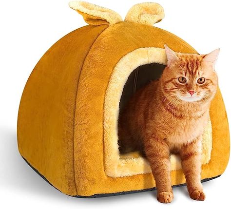 Cat Bed Cave House Cozy Cat Hideout,Soft 2-in-1 Cat Tent Cat Sofa with Cushion Pillow, Cute Cat Beds & Furniture (Medium) Cute Cat Beds, Cat Hideout, Bed Cave, House Cozy, Cat Sofa, Dog Cave, Cat Tent, Cozy Cat, Puppy Beds