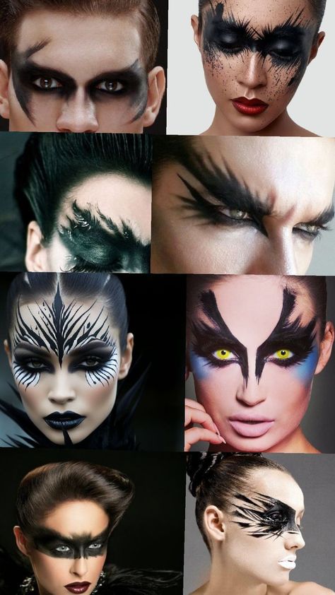 Raven Face Paint, Raven Makeup Halloween, Raven Halloween Makeup, Raven Costume Makeup, Raven Makeup Ideas, Crow Halloween Makeup, Crow Makeup, Raven Makeup, Raven Goddess