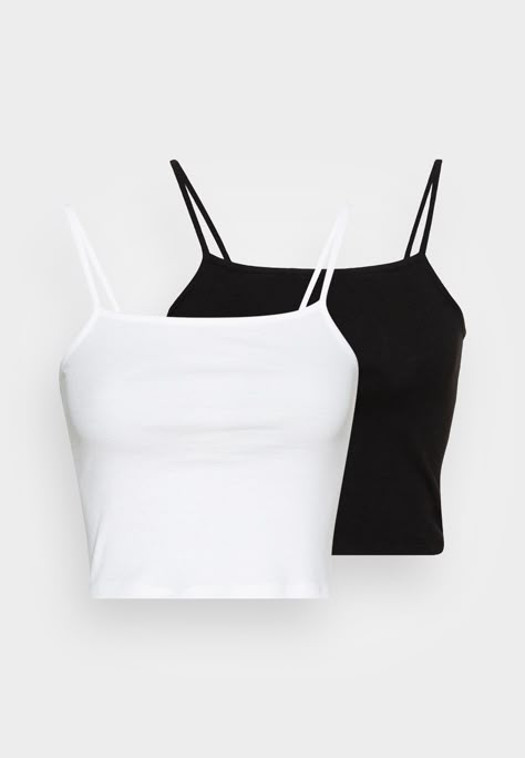 ONLY ONLKIRA SQUARENECK SINGLET 2 PACK - Top - black/white Singlet Tops Outfits, Singlet Outfit, Tøp Aesthetic, Singlet Tops, Easy Trendy Outfits, Black And White Tops, Clothing Essentials, Basic Outfits, Basic Tops