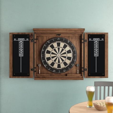 Dartboard Cabinet, Pool Table Games, Snooker Room, Dart Board Cabinet, Rustic Loft, Pub Set, Green Metal, Basement Decor, Dart Board