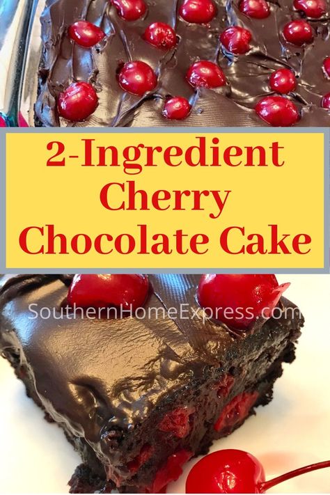 Two Ingredient Cakes, Cherry Chocolate Cake, 2 Ingredient Cakes, Cherry Dump Cake, Flourless Peanut Butter Cookies, 2 Ingredient Recipes, Cake Mix Desserts, Chocolate Cherry Cake, Two Ingredient