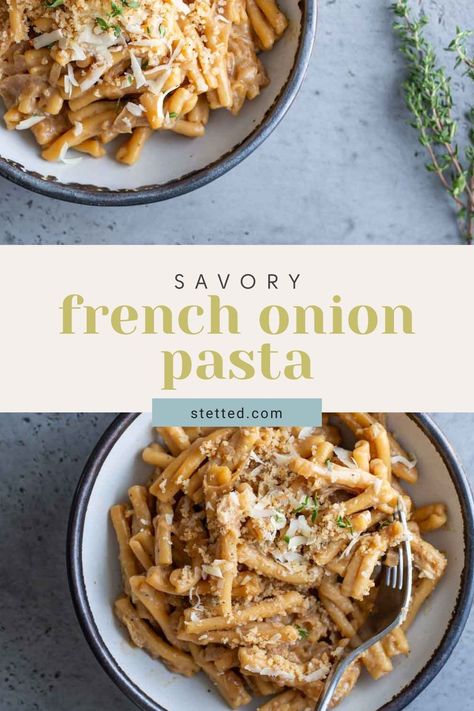 Caramelized onions and gruyere make this French onion pasta a craveworthy twist on the classic soup. Save time on dinner prep by making the onions in advance. Onion Soup French, French Onion Soup Pasta, Onion Soup Pasta, Soup French Onion, Creamy French Onion Pasta, French Onion Pasta, Onion Pasta, Dinner Prep, Refreshing Food