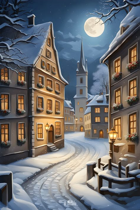 If you are in the same mood to look at cozy snow-covered winter streets, houses with snow-covered roofs and romantic evening lights, then we are like-minded, at least in the field of art and tastes. Subscribe to this channel #Bobilo_art or Instagram @Bobilo_art to see more.
#CozyWinterStreets
#LanternLitPaths
#MoonlitStreets
#WinterNightScenes
#StreetLampsAndMoonlight
#QuietWinterEvenings
#SnowyStreetViews
#NighttimeWinterWalks
#WinterCityLights
#CharmingNightscapes Winter Cityscape, Snow Town Fantasy Art, Snowy Town Fantasy Art, Snowy Village Fantasy Art, Winter Town Painting, Snowy City Illustration, House In Snow, Winter Street, Snow Pictures