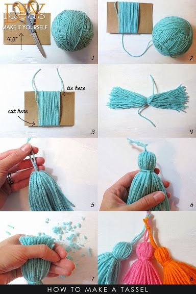 a blog about creative knitting, crochet and design Make Tassels, Wool Crafts Diy, Simpul Makrame, Crochet Triangle Scarf, Tassel Crafts, How To Make Tassels, Pom Crafts, Diy Yarn Crafts, Crochet Triangle