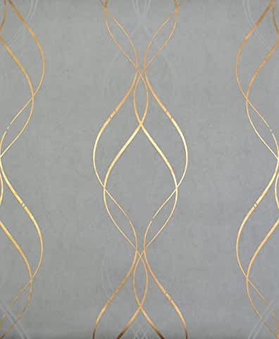 Grey And Gold Wallpaper, Aurora Wallpaper, Wallpaper Boulevard, York Wallpaper, Contemporary Wallpaper, York Wallcoverings, Luxury Wallpaper, Metallic Wallpaper, Kitchen Wallpaper