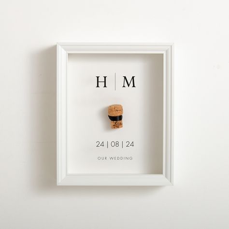 Perfect gift idea for anyone recently engaged, married or celebrating a special occasion 🍾🎉🥂💍 Personalised First Toast Cork Collector Frame ❣️ #firsttoast #engaged #married #celebrate #giftidea Cork Keepsake, Last Minute Wedding Gifts, Memory Box Frame, Couple Initials, Personalised Wedding Ring Boxes, Stag Design, Cork Holder, Wedding Toast, Were Engaged