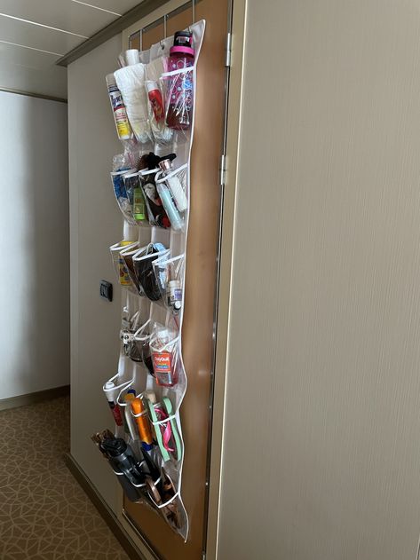 An over the door shoe holder is great for organizing necessities in small cruise ships cabins! Cruise Necessities, Hanging Shoe Storage, Hanging Shoe Rack, Shoe Hanger, Over The Door Hanger, Over The Door Organizer, Hanging Shoes, Shoe Holders, Door Shoe Organizer