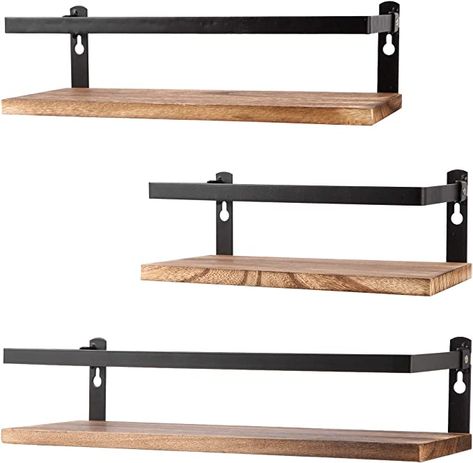 Metal Fence Design, Floating Shelves Rustic, Wall Mounted Shelf, Black Floating Shelves, Rustic Wood Wall, Rustic Floating Shelves, Rustic Wood Walls, Wood Wall Shelf, Mounted Shelves