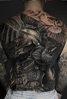 Gladiator Tattoo, Cool Back Tattoos, Spartan Tattoo, Tattoo Me, Full Tattoo, Girl Back Tattoos, Tattoos Mandala, Epic Tattoo, Full Back Tattoos