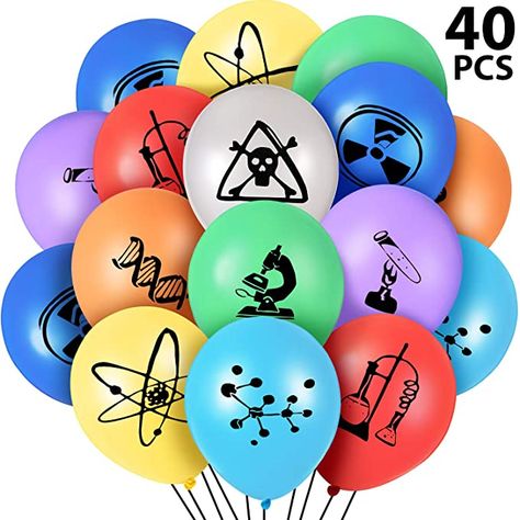 Science Balloons, Science Party Favors, Science Lab Decorations, Science Party Decorations, Science Themed Party, Science Birthday Party Ideas, Kids Party Balloons, Mad Scientist Party, Scientist Party