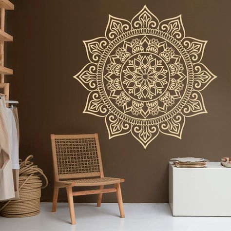 Mandala Wall Sticker, Wall Decal, Decor, Boho, Hippie, Zen, Indian, Removable Vinyl Sticker for Meditation, Yoga, Wall Art 128 Wall Mandala Painting, Mandala Wall Stencil, Mandala Decals, Yoga Wall Art, Lippan Art, Boho Mandala, Yoga Wall, Mommy Goals, Mandala Artwork