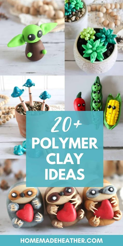 20+ Easy Polymer Clay Craft Ideas Polymer Clay Slices Diy, Modeling Clay Jewelry Diy, Clay Art Crafts, Polymer Clay How To Make Tutorials, Easy Air Dry Clay Projects Animals, How To Use Modeling Clay, Model Clay Crafts, Easy Polymer Clay Christmas Ornaments, Clay Crafts Fairy