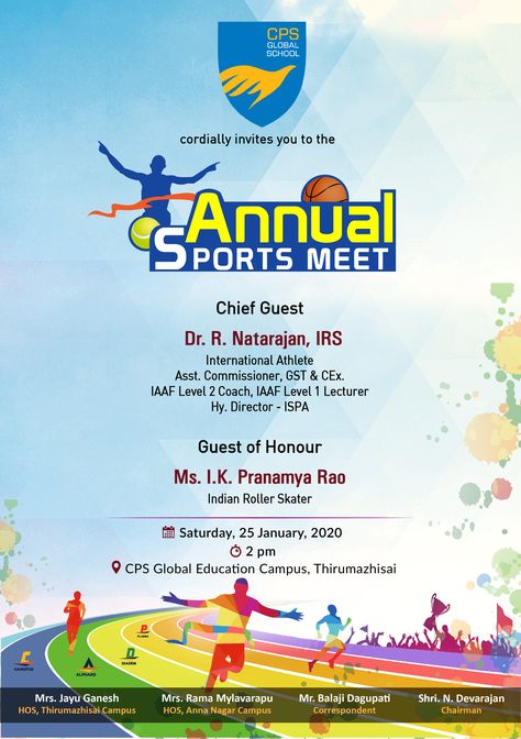 #cpsglobal #invite #sportsmeet2020 Sports Meet Invitation Card, Sports Day Invitation Card School, Sports Invitation Card Design, Sports Meet Poster, Sports Invitation Card, Sports Day Background, Sports Day Invitation, International Sports Day, Cocktail Invite