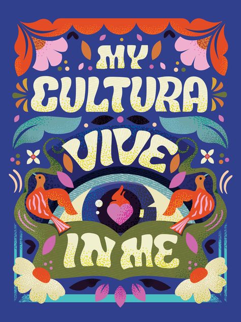 Latin American Heritage Month, Folk Art Graphic Design, Hispanic Hertiage Projects, Hispanic Graphic Design, Hispanic Culture Aesthetic, Latin Illustration, Filipino Graphic Design, Latin Poster, Painting Logo Design