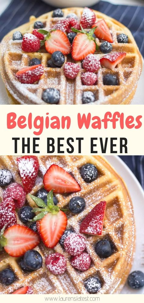 Easy Belgian Waffle Recipe, Belgian Waffle Recipe, Belgian Waffles Recipe, Easy Waffle Recipe, Valentines Recipes Desserts, Waffles Easy, Waffle Recipe, Low Carb Cheesecake, Valentine Desserts