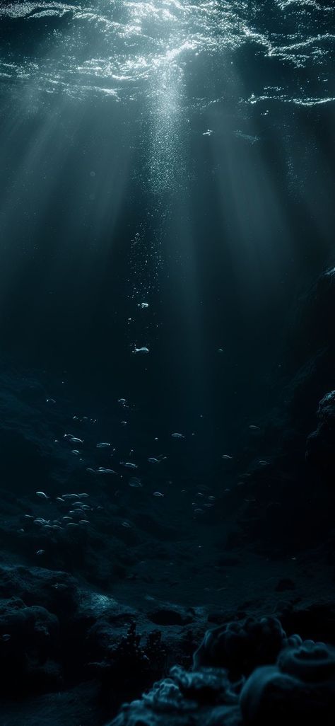 Inside Ocean Wallpaper, Breathing Underwater Aesthetic, Ocean Deep Aesthetic, Water At Night Aesthetic, Dark Nautical Aesthetic Wallpaper, Dark Waters Aesthetic, Underwater Dark Aesthetic, Ocean Blue Wallpaper Aesthetic, Dark Summer Aesthetic Wallpaper