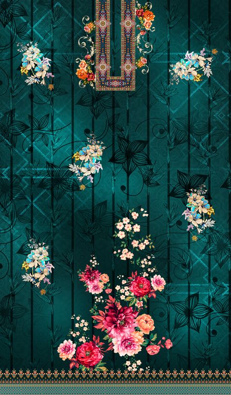 Digital Kurti , Floral design. Digital Kurti, Sequence Design, Pakistani Kurti, Sunflower Iphone Wallpaper, Flower Png Images, Weave Shop, Kalamkari Painting, Print Design Art, Textile Prints Design