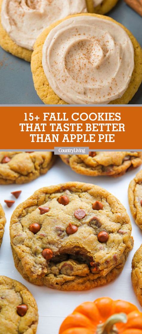 25 Best Fall Cookies - Easy Recipes for Homemade Autumn Cookies Best Fall Cookies, Fall Bake Sale, Easy Halloween Cookies Recipes, Autumn Cookies, Fall Cookie Recipes, Halloween Cookie Recipes, Fall Baking Recipes, Fall Desserts Easy, Dessert Party