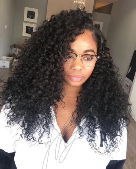 Curly Sew In Weave, Curly Sew In, Sew In Hairstyles, Curly Weave Hairstyles, Sew In Weave, Deep Wave Hairstyles, Curly Human Hair Wig, Curly Lace Front Wigs, Side Part