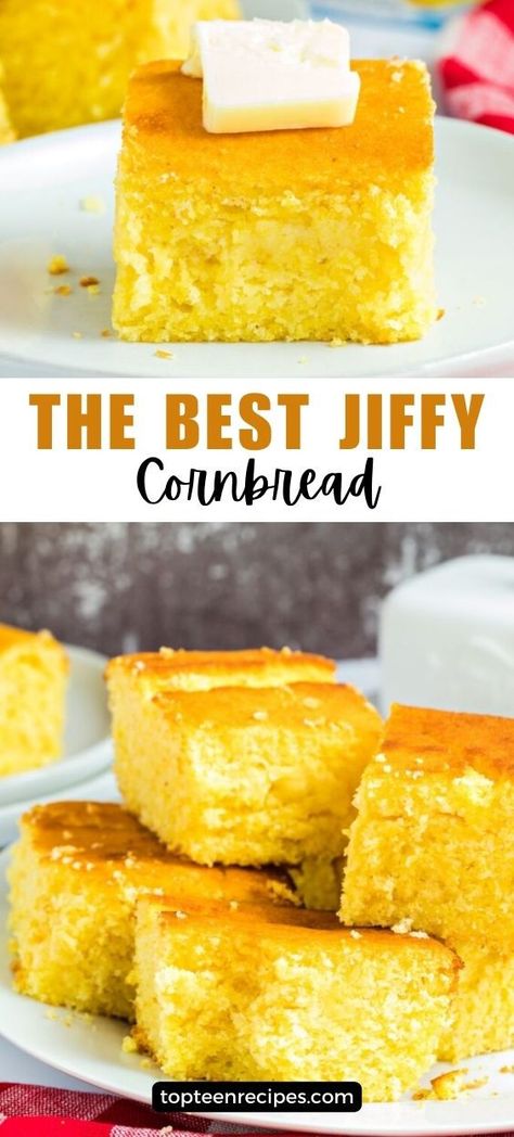 One of the biggest issues with cornbread is the fact that it is often very dry and crumbly. This is the best jiffy cornbread recipe that completely changes the cornbread game by making the moistest and fluffiest cornbread you’ve ever had. You can bring this to any gathering, or meal or just enjoy a piece on its own. You will want to make this recipe week after week because it is that good. Best Jiffy Cornbread Recipe, Sweet Jiffy Cornbread, The Best Cornbread, Fluffy Cornbread, Best Cornbread, Jiffy Cornbread Recipes, Best Cornbread Recipe, Cornbread Recipe Sweet, Moist Cornbread