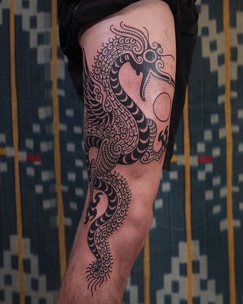 VICTOR J WEBSTER Bakunawa Dragon, Bakunawa Tattoo, Polynesian Tattoos Women, Back Tats, Filipino Tattoos, Leg Tattoos Women, Stylist Tattoos, Tattoo Design Ideas, Dragon Design