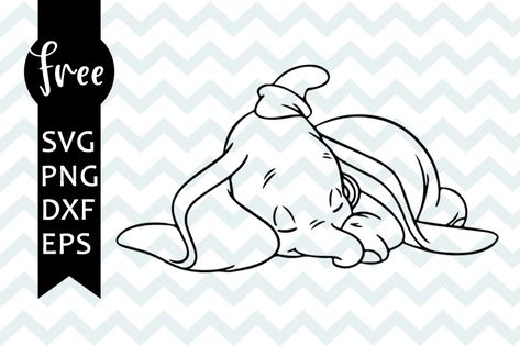 Svg Free Files Disney, Onsie Svg Ideas, Dumbo Silhouette, Dumbo Outline, Free Disney Svg Files For Cricut, Disney Characters Outline, Disney Outline, Free Disney Svg Files, Disney Svg Free