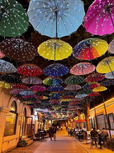 Cultural Fest Decoration Ideas, Perception Of Reality, Umbrella Street, College Event, Outdoor Restaurant Design, Hidden In Plain Sight, Wedding Entrance Decor, Lights Wedding Decor, Candle Wedding Decor