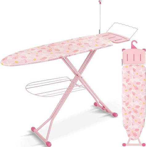 Amazon.com: APEXCHASER Ironing Board, Extra Wide Iron Board with Bottom Storage Tray, Space Saver Ironing Boards with Iron Rest, Cord Holder, 7 Adjustable Height, Extra Thick Cover, 13x43 Pink : Home & Kitchen Iron Rest, Female Rage, Ironing Boards, Pinterest Contest, Mini Iron, Iron Steamer, Ironing Board Covers, Garment Rack, Cord Holder