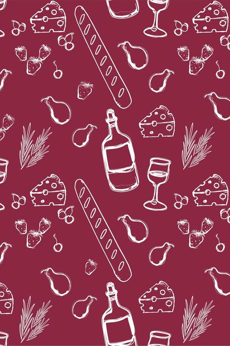 pattern of food and wine Wine Phone Wallpaper, Wine Background Wallpapers, Wine Aesthetic Wallpaper, Wine Pattern, Wine Background, Wine Wallpaper, Wine Bistro, Wine Shop, Custom Denim