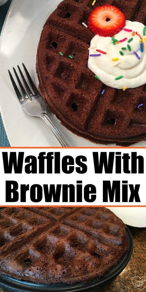 Our Brownie Mix Waffles are a new twist on the classic waffle. It is such a fun breakfast recipe and so easy to do. If you love crispy corners in the brownie pan this recipe is for you! Crispy on the outside, but fluffy and chocolaty on the inside. Ready in 15 minutes or less, it’s the perfect breakfast, brunch, or dessert!  Serve with syrup, whipped cream, or even ice cream for an indulgent treat. Perfect for Easter brunch or whenever you want to satisfy your chocolate cravings! Waffle Brownies Recipes, Waffle Love Recipe, Brownie Mix Waffles, Waffle Mix Recipes, Mini Waffle Recipe, Diy Waffles, Brownie Waffles, Easy Waffle Recipe, Easy Easter Treats