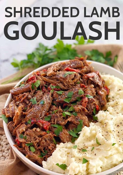 This goulash recipe uses shredded lamb shoulder. You can serve it with pasta or mashed potato, or maybe gnocchi. The leftovers freeze like an absolute dream! Feel like lamb for dinner? #chefnotrequried Braised Steak And Onions, Shredded Lamb, Lamb Ragu Recipe, Braised Steak, Italian Pot Roast, Leftover Lamb, Lamb Ragu, Steak And Onions, Goulash Recipe