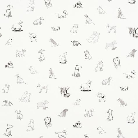 Good Dogs Everywhere - Black & White Wallpapers | Schumacher French Country Wallpaper, Roz Chast, House Of Hackney Wallpaper, Wallpaper In Black, White Wallpapers, Good Dogs, Cottage Wallpaper, Schumacher Wallpaper, Painting Antique Furniture