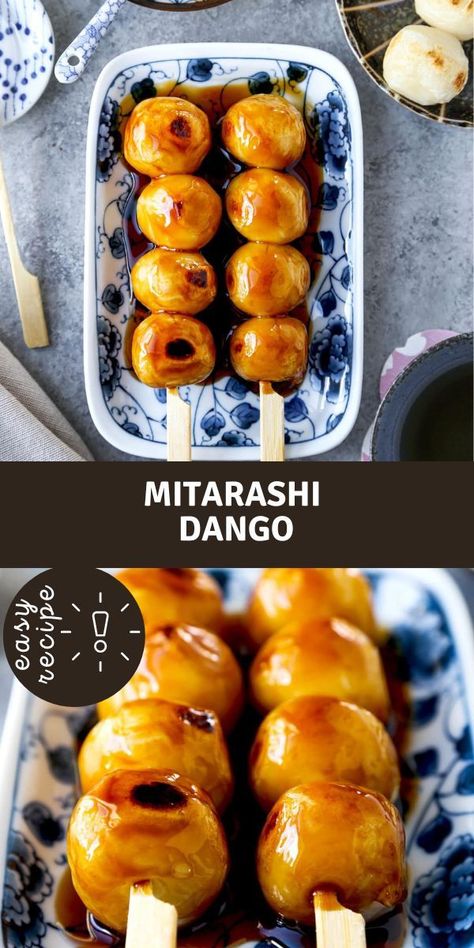 Dango Recipe, Mitarashi Dango, Popular Japanese Snacks, Sweet Rice Flour, Rice Flour Recipes, Soy Glaze, Japanese Dumplings, Sweet Rice, Asian Desserts