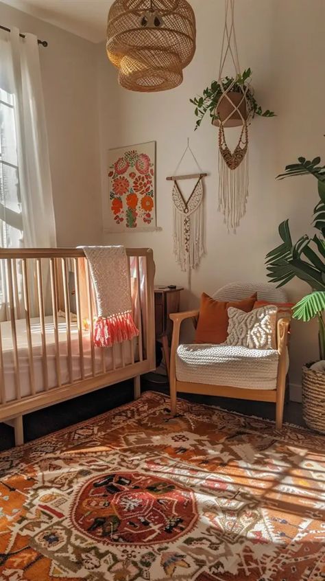 Whimsical Nursery Room Inspiration, Bohemian Nursery Ideas, Hippie Nursery, Moroccan Inspired Bedroom, Nature Inspired Nursery, Boho Nursery Girl, Eclectic Nursery, Boho Baby Nursery, Bohemian Nursery