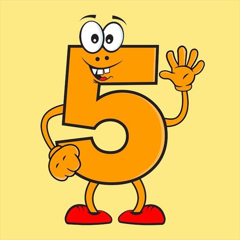 Vector creative number 5 cartoon charact... | Premium Vector #Freepik #vector #count #number #numeric #number-design Number 5 Design Graphics, Number 5 Cartoon, English Assignment, Number Art, Pop Art Women, 5 Number, Number Design, Art Women, Number 5