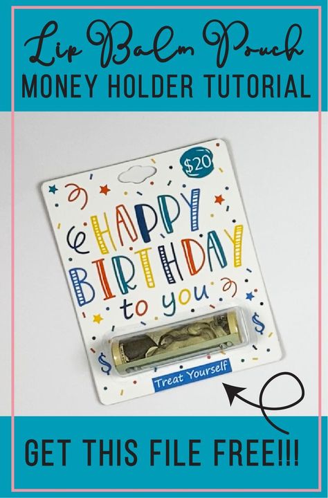 Are you looking for fun new ways to give money? The new tutorial walking you through how to make a lip balm pouch money holder card is up! It comes complete with the free files you need to follow along and make an amazing lip balm pouch money holder card. Lip Balm Money Card, Birthday Card Money Holder, Birthday Gift Card Holder Diy Cute Ideas, Diy Money Holder Cards, Diy Money Cards Holder, Chapstick Money Holder Card, Money Card Holder Diy, Cricut Money Holder Card, Cricut Money Holder