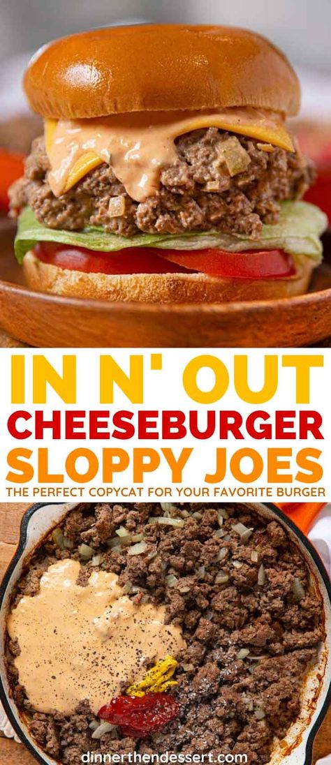 Cheeseburger Sloppy Joe Recipe, Loose Burger Recipes, In N Out Sliders, Dinner On A Bun, California Food Recipes, Cheeseburger Sloppy Joes, Sloppy Joe Recipes, Chicken Honey, Joe Recipe